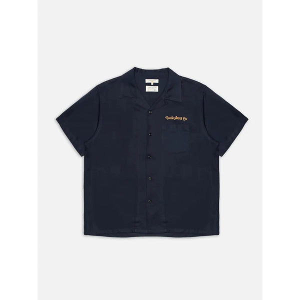 Nudie Jeans Arthur Bowling Shirt 8 Wonders — Navy