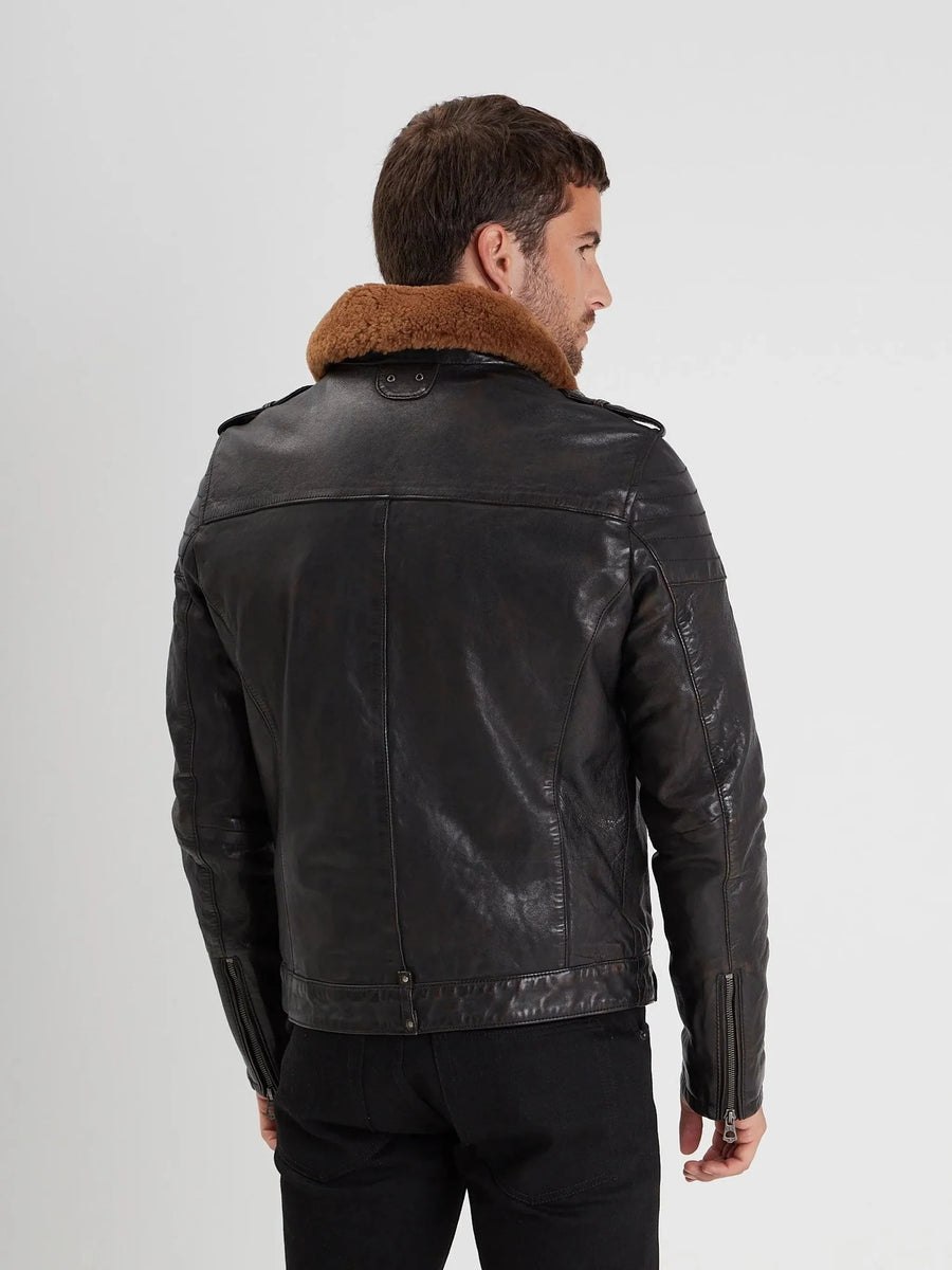 Daytona73 Pirate Fur Lamb Ermis Jacket — Black-DAYTONA73-Industrie