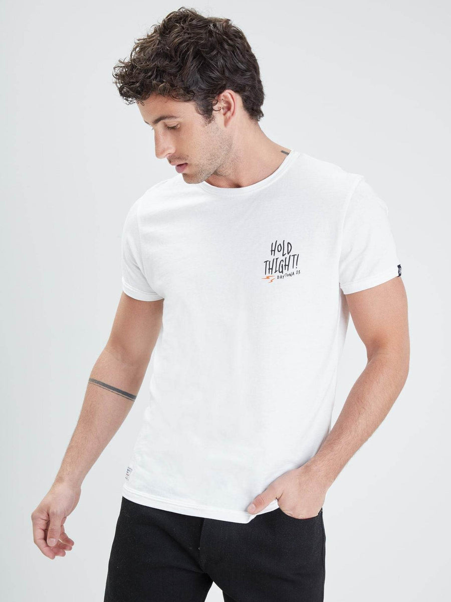 Daytona73 Tiger Slub Cotton T-Shirt — White-DAYTONA73-Industrie