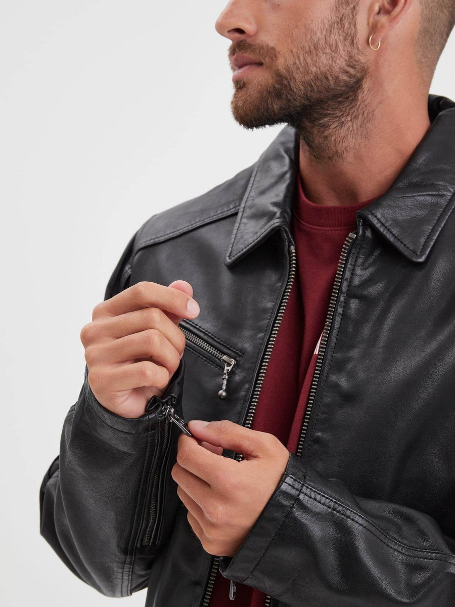 Daytona73 Mick Sheep Tiger Jacket — Black / Bison / Cognac-DAYTONA73-Industrie