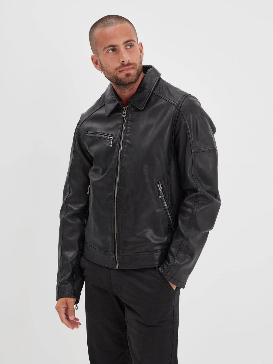 Daytona73 Veste Mick Sheep Tiger — Black / Bison / Cognac