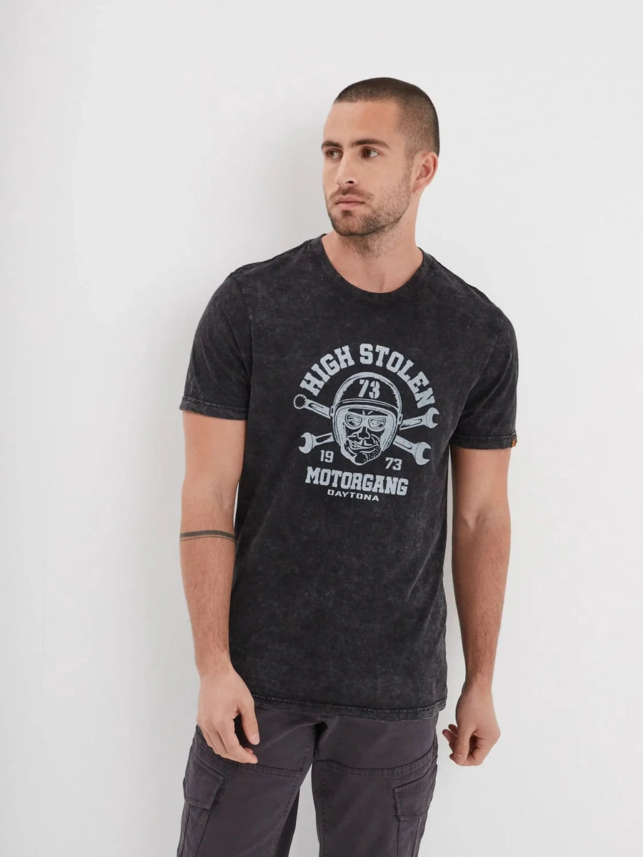 Daytona73 Monroe Slub Cotton T-Shirt — Black / Green Moss-DAYTONA73-Industrie