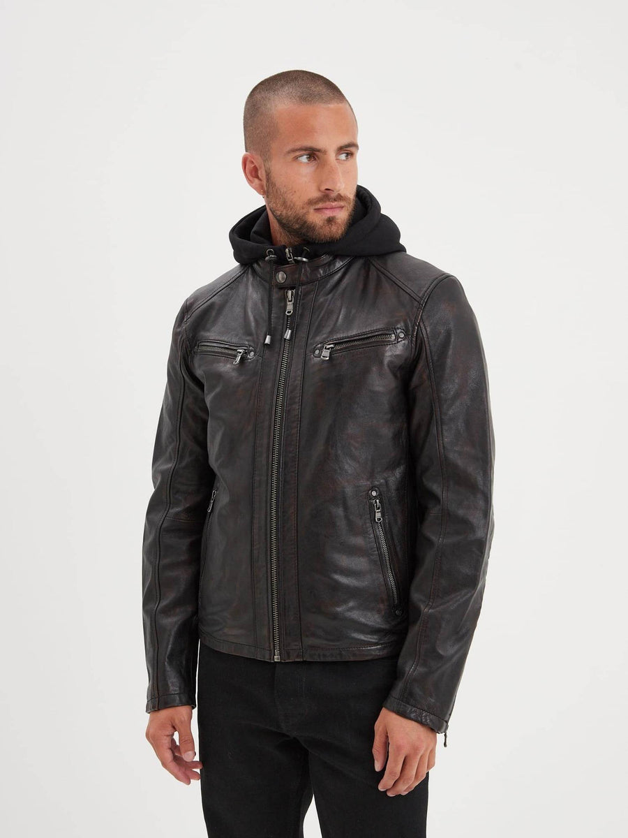 Daytona73 Winstoner Jacket — Black/Cognac-DAYTONA73-Industrie