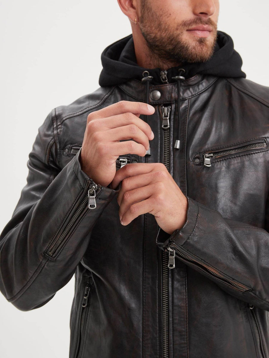 Daytona73 Winstoner Jacket — Black/Cognac-DAYTONA73-Industrie