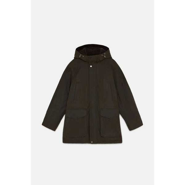 Baracuta Waxed Shooting Field Parka — Deep Moss / Tan