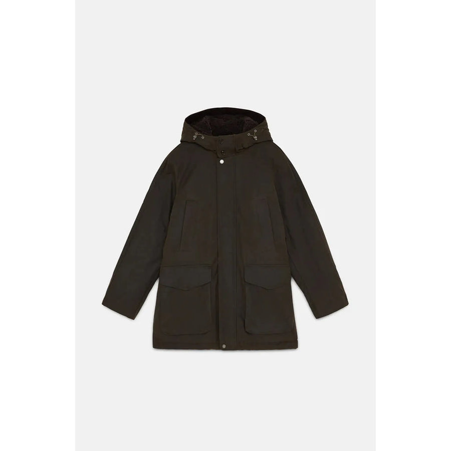 Baracuta Waxed Shooting Field Parka — Deep Moss / Tan