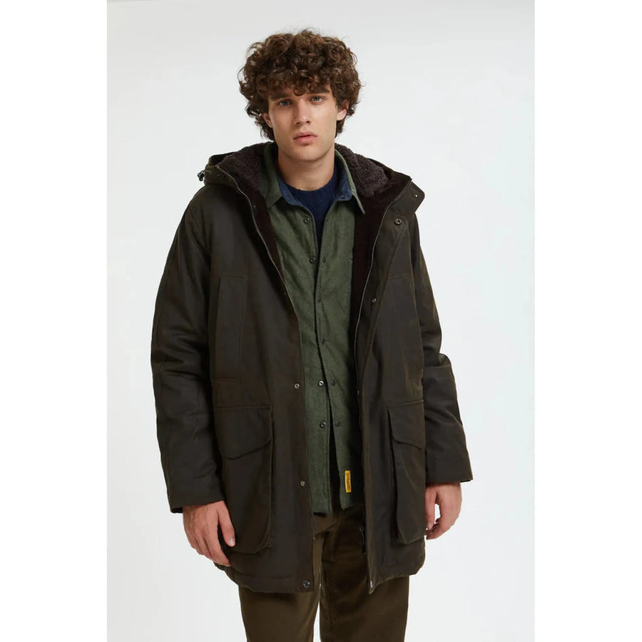 Baracuta Waxed Shooting Field Parka — Deep Moss / Tan Homme-BARACUTA-Industrie