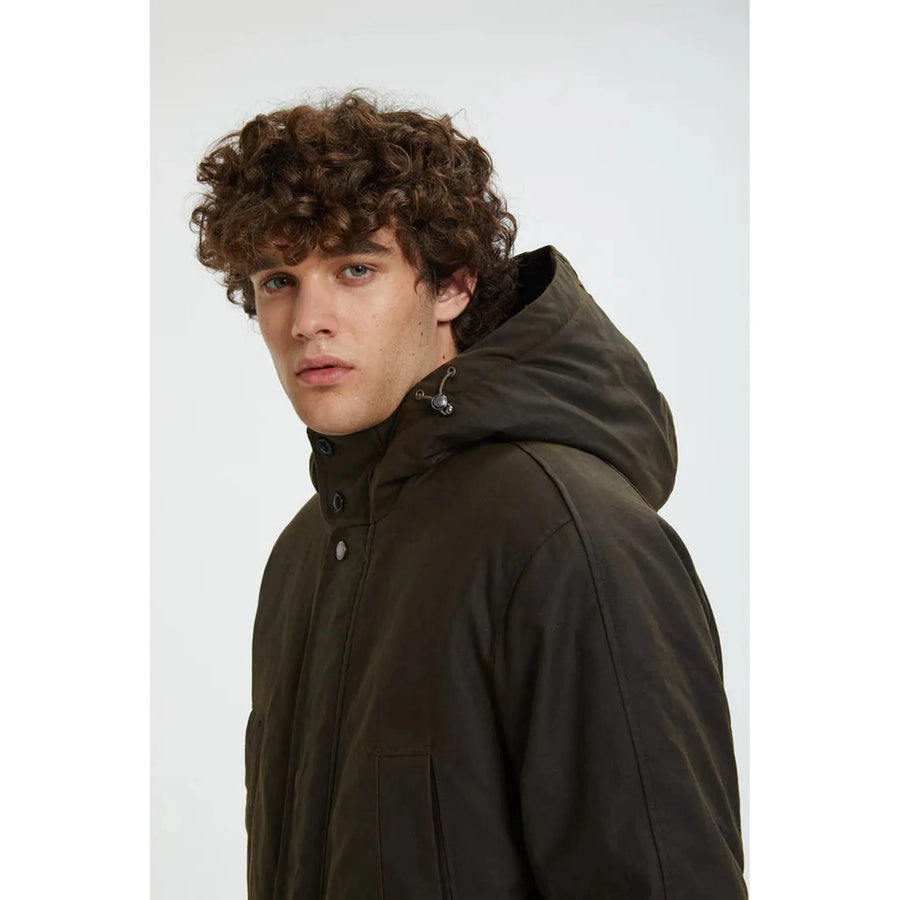 Baracuta Waxed Shooting Field Parka — Deep Moss / Tan Homme-BARACUTA-Industrie