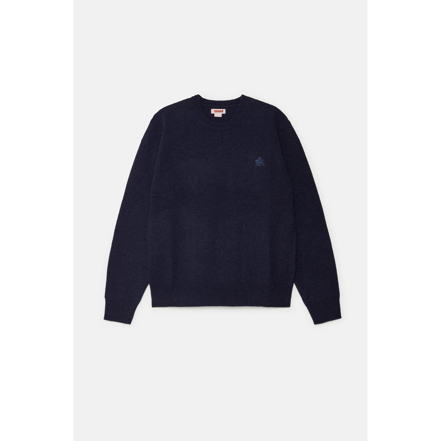 Baracuta Shetland Crewneck — Mid Grey / Navy