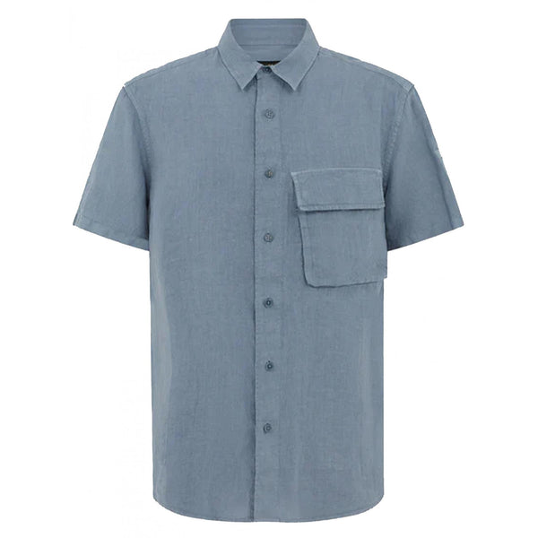 Belstaff Scale Short Sleeve Shirt — Blue Flint