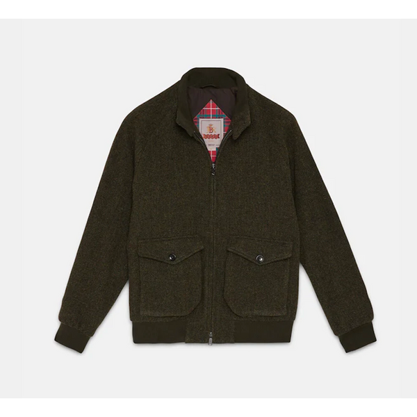 Baracuta G9 Pocket Wool Herringbone — Herringbone Bark