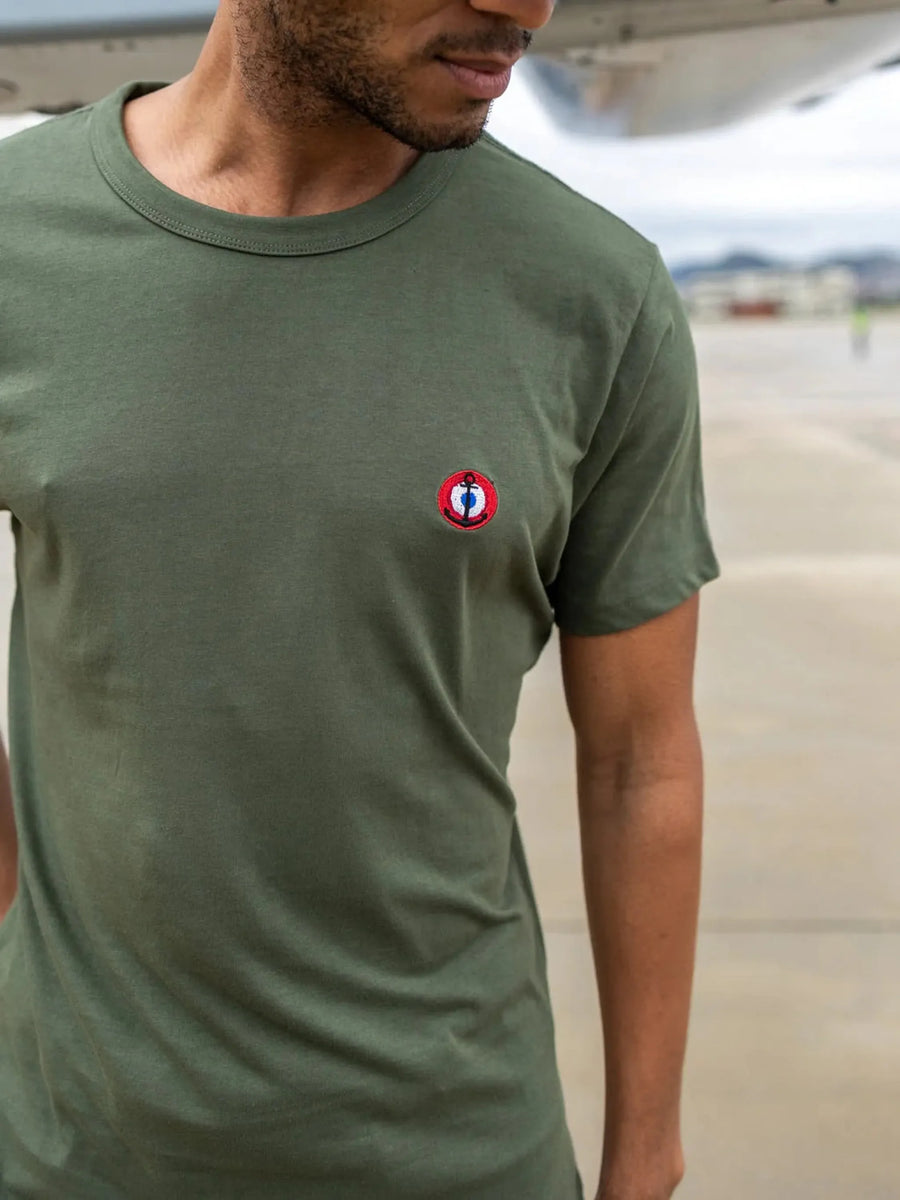 Daytona73 T-shirt Challenger MN — Khaki Green / Navy / White