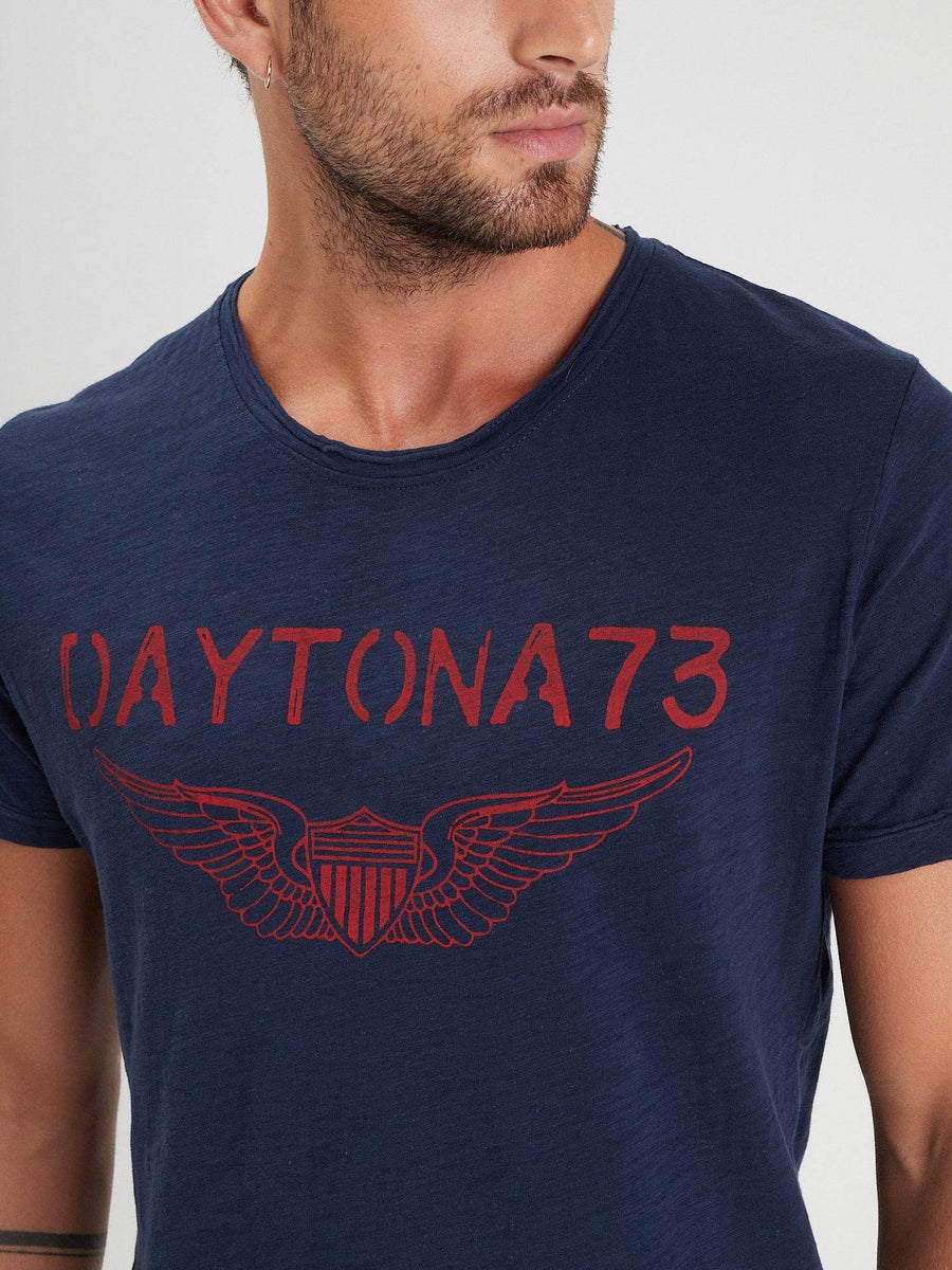Daytona73 American Slub Cotton T-Shirt — Navy / White / Black-DAYTONA73-Industrie