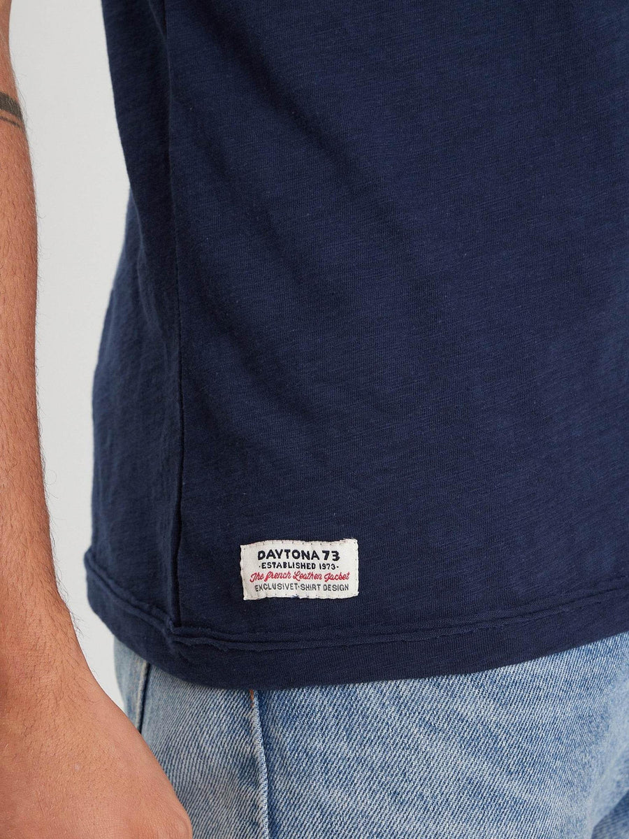 Daytona73 American Slub Cotton T-Shirt — Navy / White / Black-DAYTONA73-Industrie