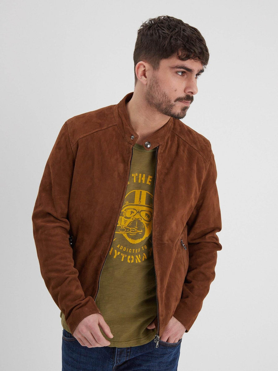 Daytona73 Delf Goat Suede Jacket — Cognac / Curds / Kelp / Tobacco-DAYTONA73-Industrie