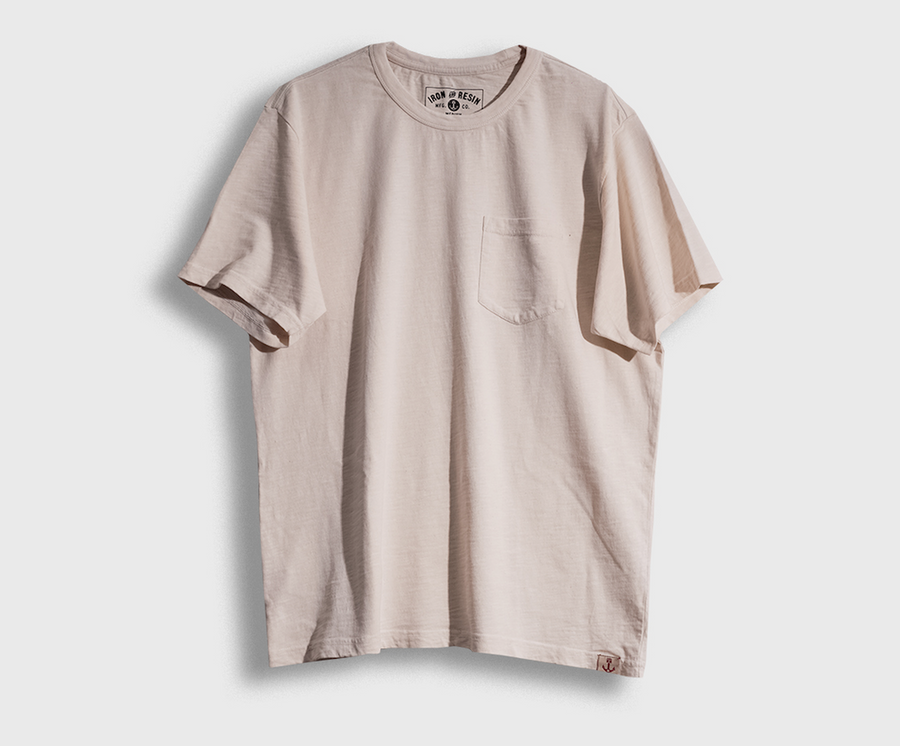 Iron and Resin T-shirt Bird Pocket Tee — Natural / Reef Water