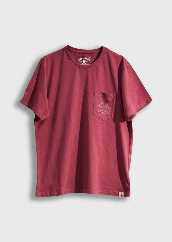 Iron and Resin T-shirt Rodeo Pocket Tee — Marsala / Natural