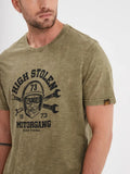 Daytona73 Monroe Slub Cotton T-Shirt — Black / Green Moss-DAYTONA73-Industrie
