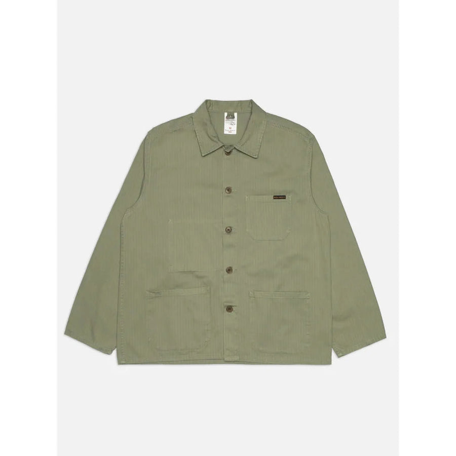 Nudie Jeans Buddy Chore Jacket Herringbone — Pale Green
