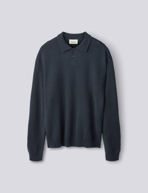Forêt Timber Brushed Polo Knit — Navy