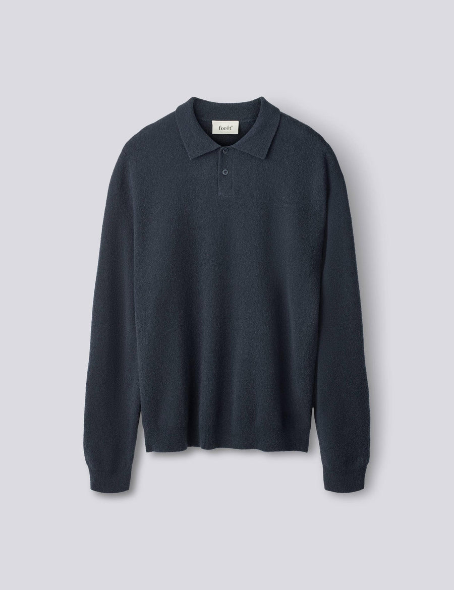 Forêt Timber Brushed Polo Knit — Navy