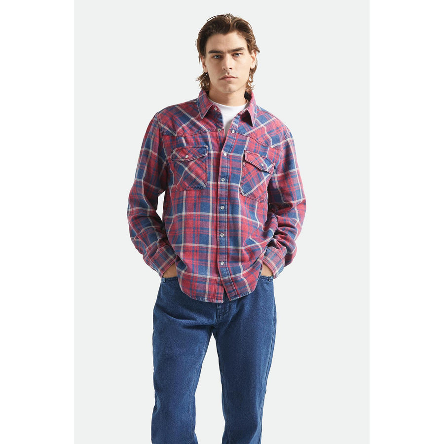 Brixton Waylon Lightweight Overshirt — Denim Plaid Homme-BRIXTON-Industrie