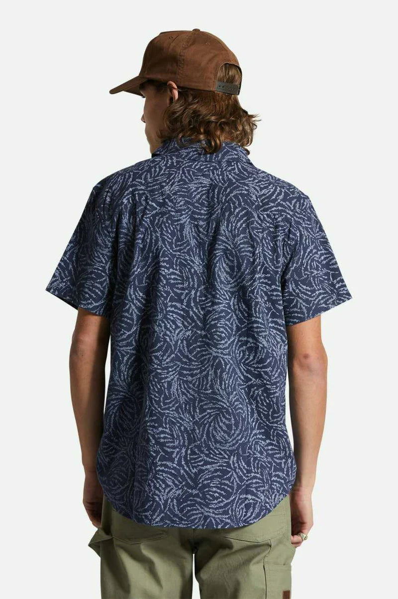 brixton  CHARTER PRINT SS WVN washed navy dustry ripple 3