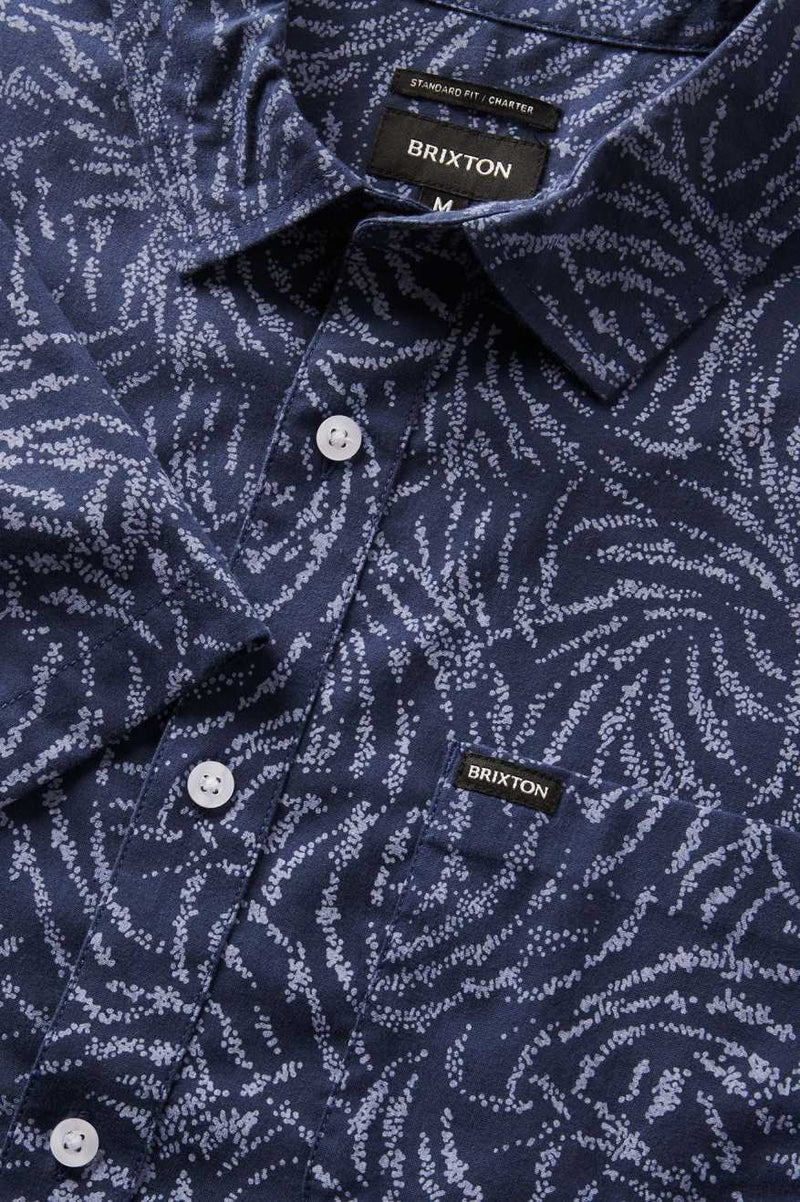 brixton  CHARTER PRINT SS WVN washed navy dustry ripple 4