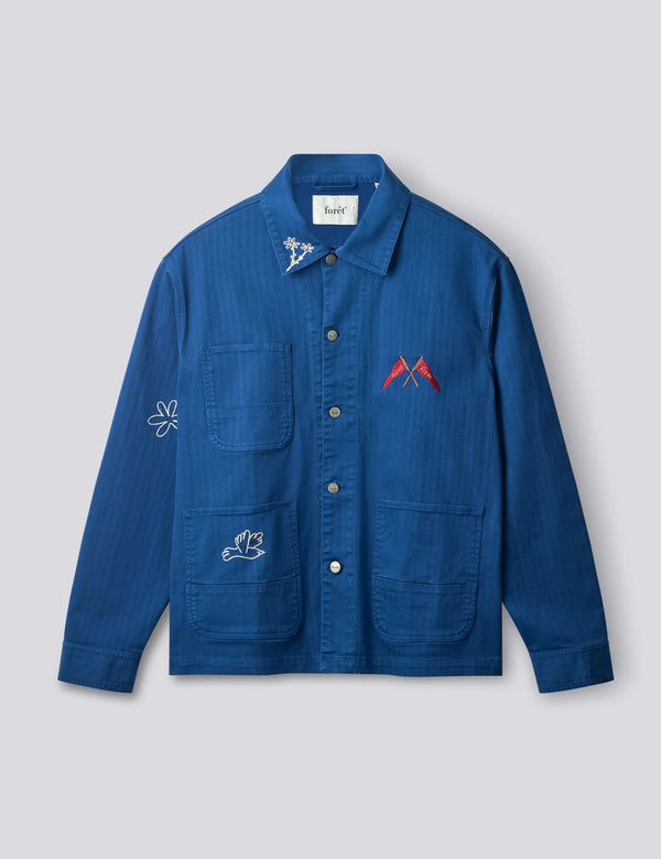 Forêt Forager Embroidered Overshirt — Heritage Blue